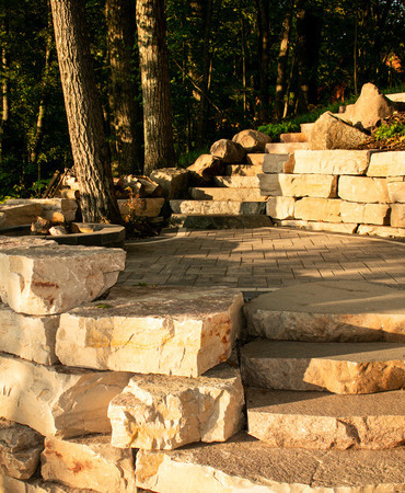 Lake side patio landscaping in Hayward Wisconsin